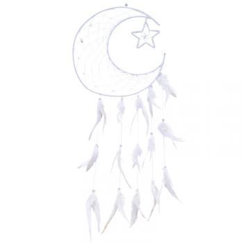 Dreamcatcher, White 1/2 Moon W-/Crystals, 12x12