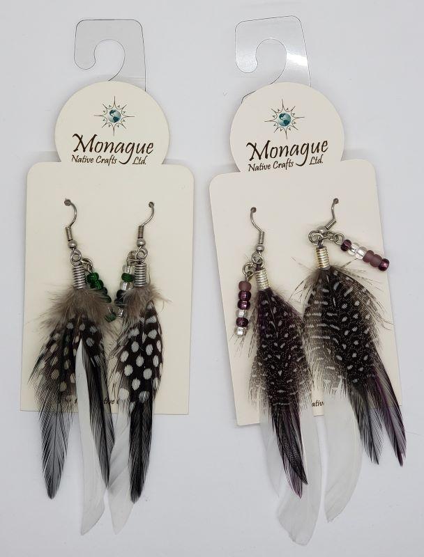 Earrings, Monague Feathers Dangle Small
