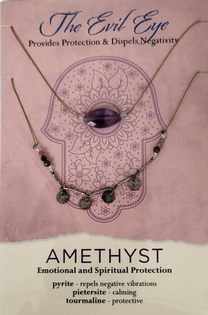 Evil Eye Necklace – Provides Protection & Dispels Negativity. Amethyst