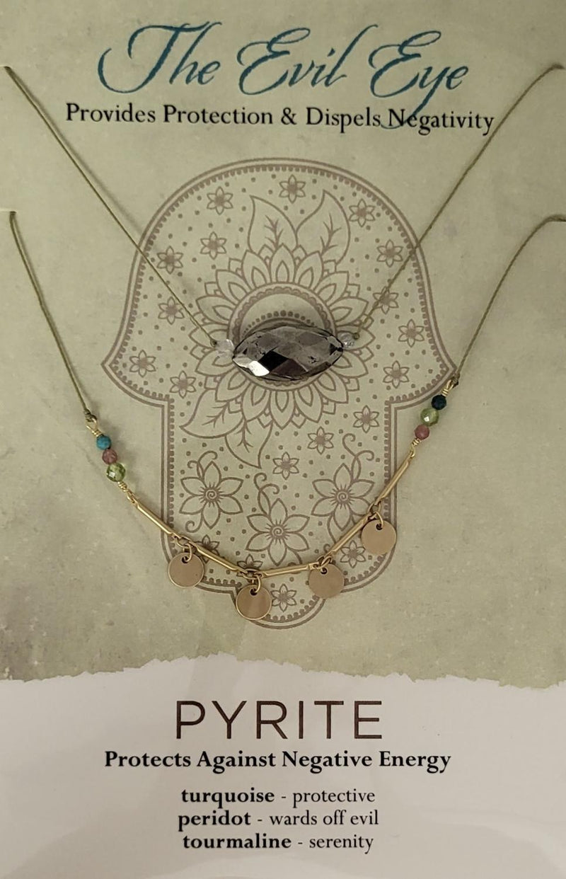 Evil Eye Necklace – Provides Protection & Dispels Negativity Pyrite