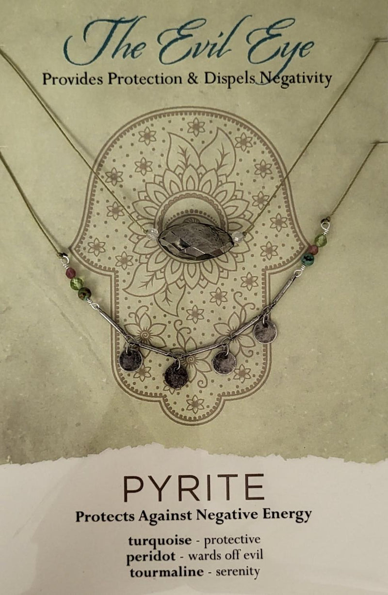 Evil Eye Necklace – Provides Protection & Dispels Negativity Pyrite