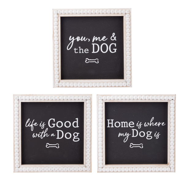 Plaque, Dog Text 8x8x1in.