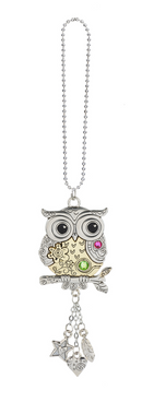 Car Charm, Owl w-Gems Zinc