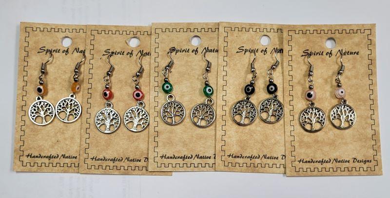 Earrings, Evil Eye Tree of Lif