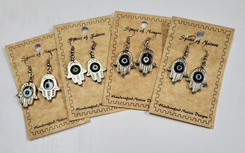 Earrings, Hamsa & Evil Eye Sym