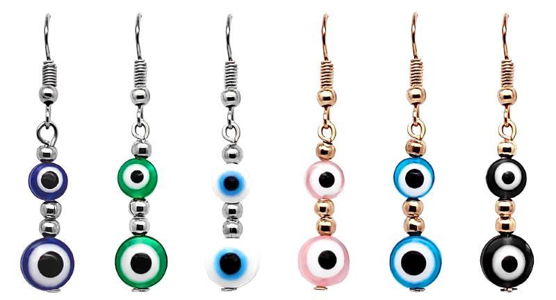 Earrings, 2 Evil Eye Charms