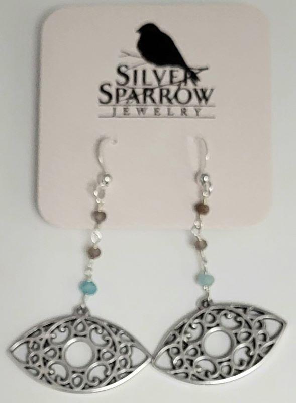 Earrings, Silver Dangle w-Evi