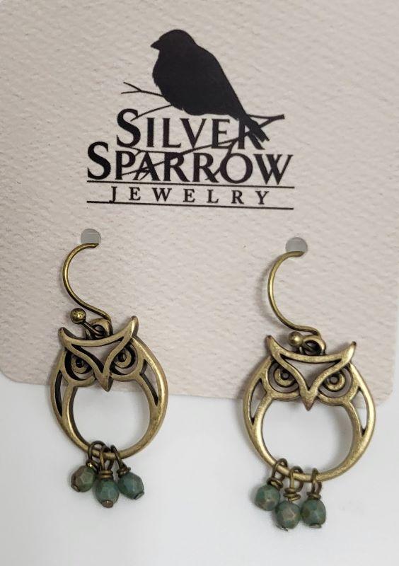 Earrings, Owl w-Bauble Dangle