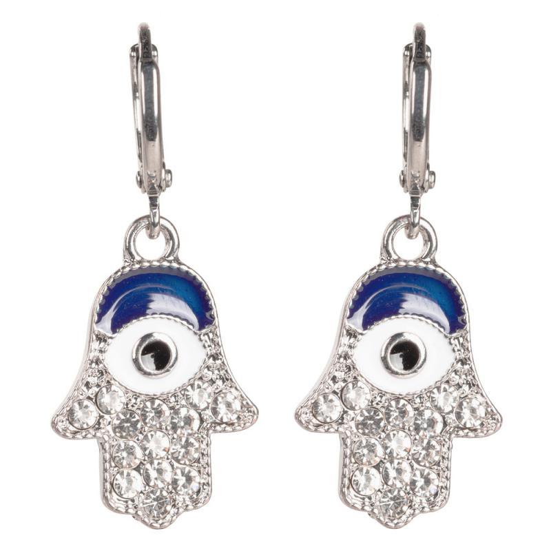 Earring, Hamsa w/ Evil eye blu