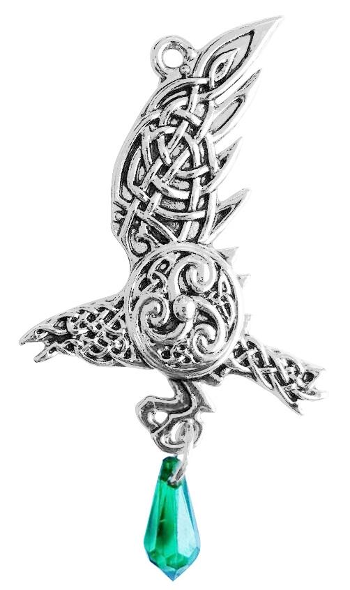 Pendant, Raven w/Green Drop, Mythic Celts Collection