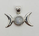 Pendant, SS Triple Moon w- Rai