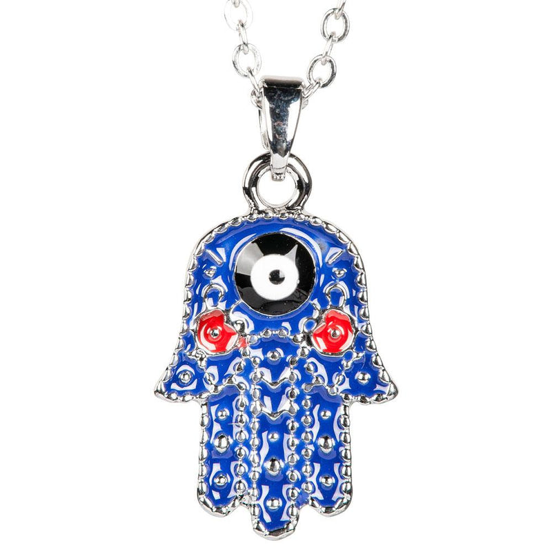 Necklace, Blue Hamsa Evil Eye