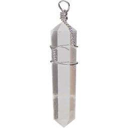 Pendant, Quartz/ClearWire Wrap