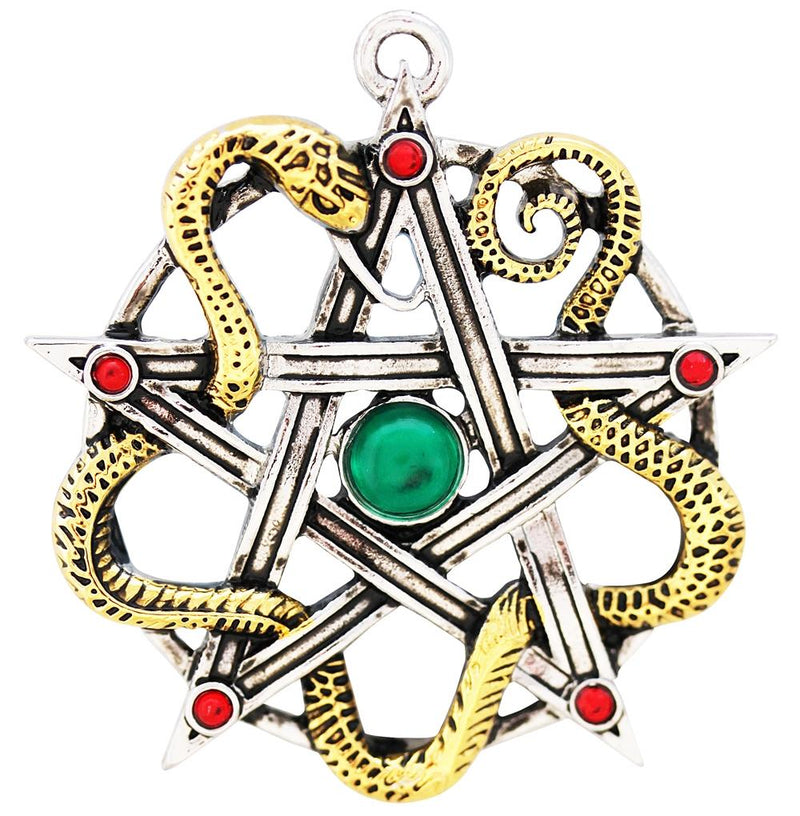 Pendant, Pentagram w-Gold Snake - Mythic Celts Collection