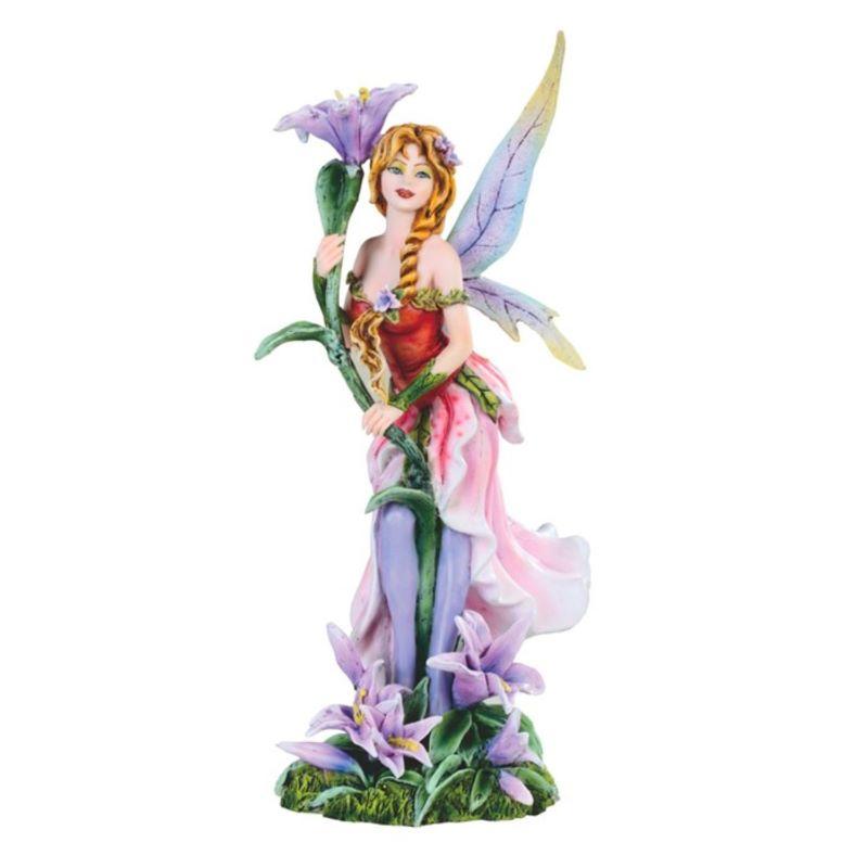 Fairy, Pink Holding Purple Flower 11in. H.