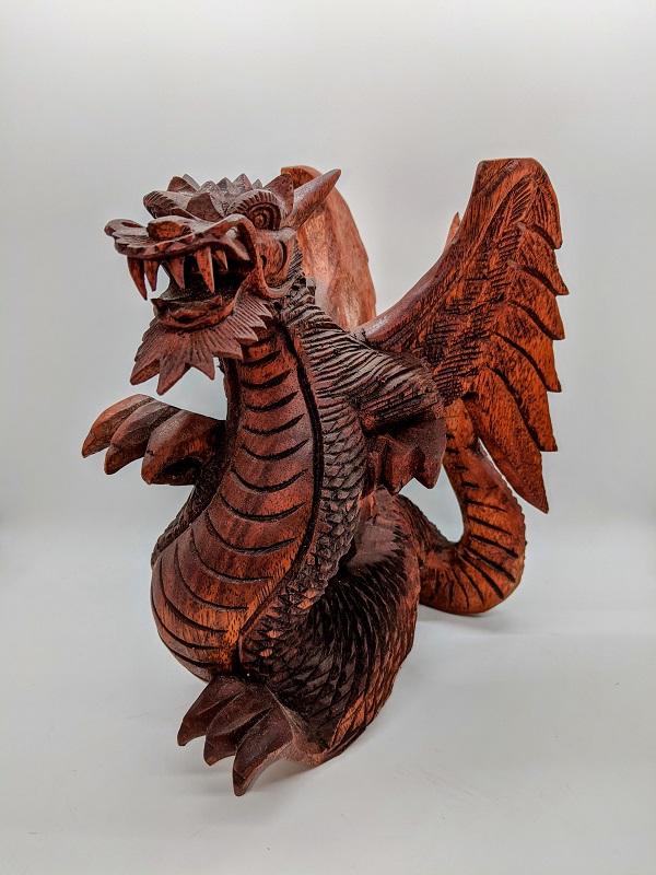 Figurine, Dragon 6.5in. Wood  Hand-Carved Made in Indonesia