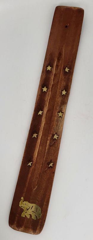 Incense Holder, Sled w/Brass Inlay Wood Tray