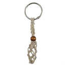 Keychains, Crystal Holder, Beige Macrame