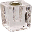 Candle Holder, Mini Glass Cube w/Metal Insert