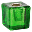 Candle Holder, Mini Glass Cube w/Metal Insert
