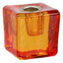 Candle Holder, Mini Glass Cube w/Metal Insert