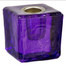 Candle Holder, Mini Glass Cube w/Metal Insert