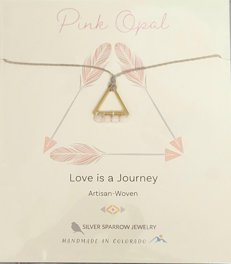 Necklace, Love is a Journey - Pink Opal Triangle