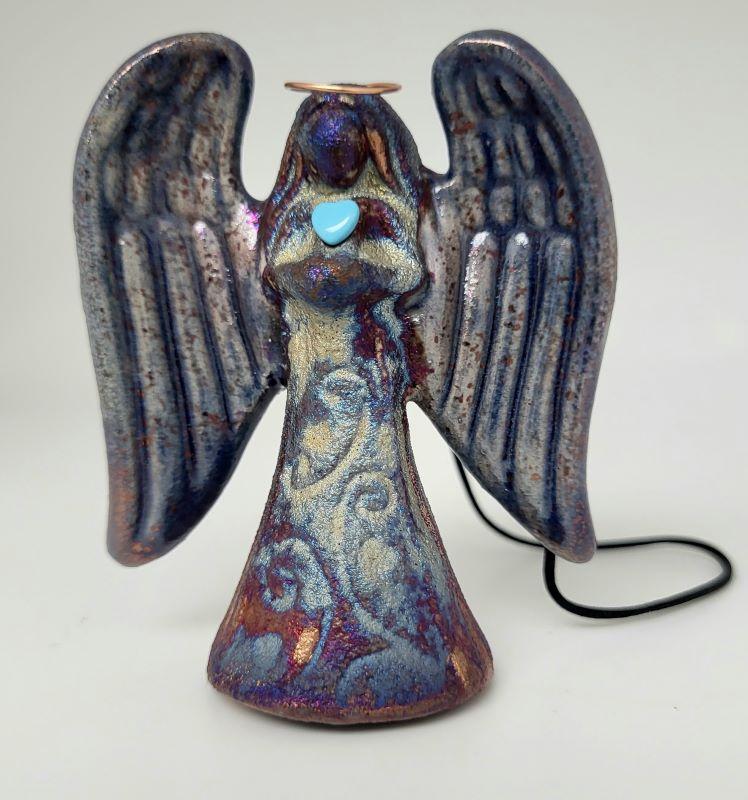 Ornament,  Angel w-Gemstone Heart 3in.