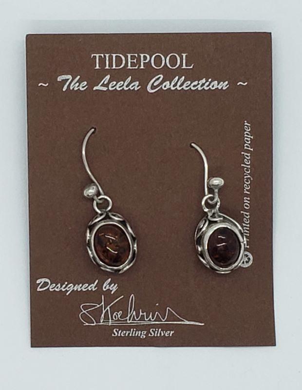 Oval Amber Dangle Earrings