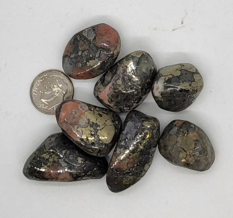 PYRITE W-TRIPLITE & WANGERITE - Tumbled LG