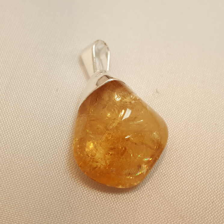 Pendant, Citrine Tumbled