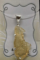 Pendant, Libyan Desert Tektite/White Topaz Pave