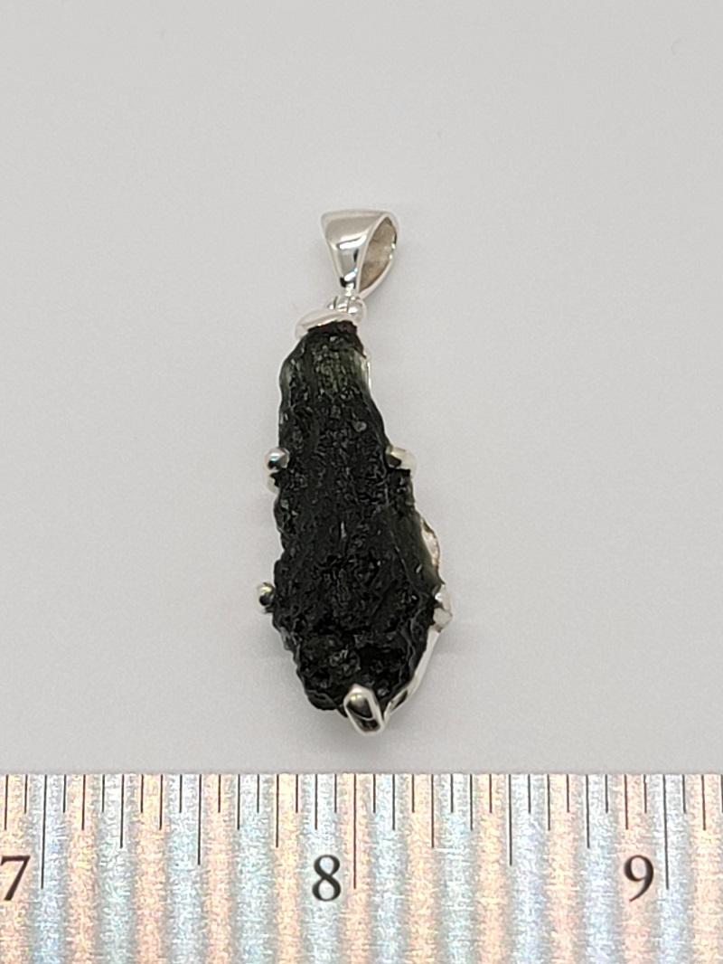 Pendant, Moldavite Freeform SS Basket