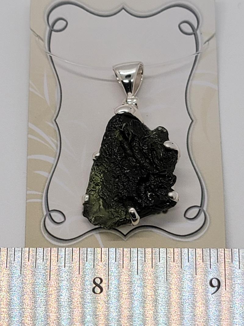 Pendant, Moldavite Freeform SS Basket