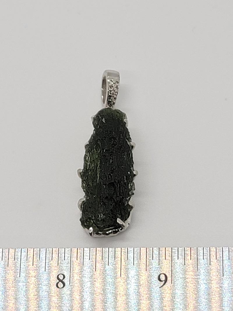 Pendant, Moldavite Freeform SS Basket