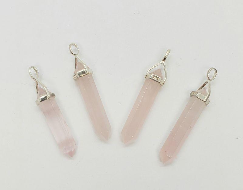 Pendant, Rose Quartz Point SS