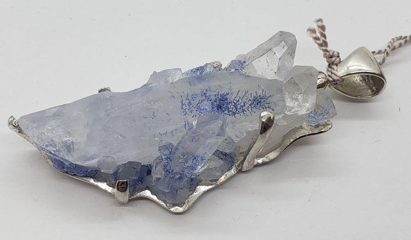 Pendant, SS Dumortierite in Quartz Point