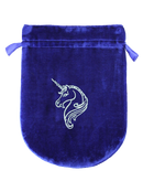 Pouch, Velvet 6 x 8 Unicorn - Blue w/silver satin lining