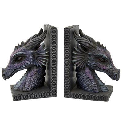 Purple and Black Dragon Bookends Set