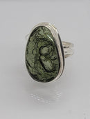 Ring, Moldavite Polished Cabochon Extra Quality