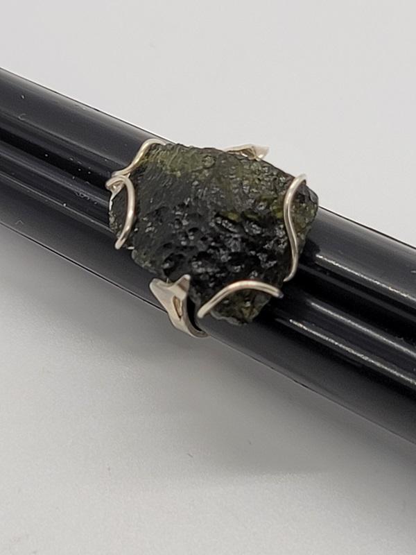 Ring, Moldavite Rough Modern Design