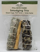 Smudging Trio: Desert Sage, Palo Santo and Sweetgrass