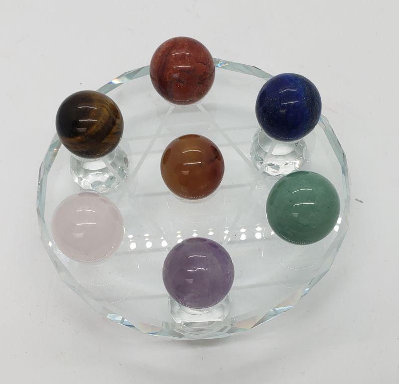 Sphere Stand w-7 Natural Chakra Stone Spheres