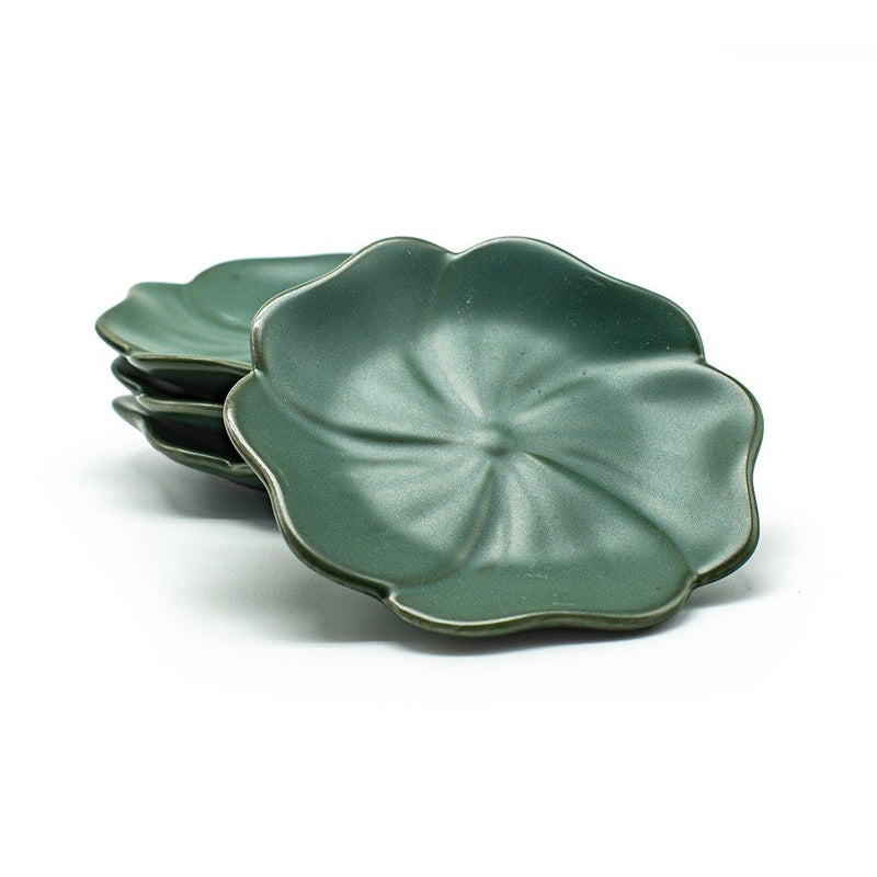 Tea Bag Holder, Ceramic/Green Lotus Design