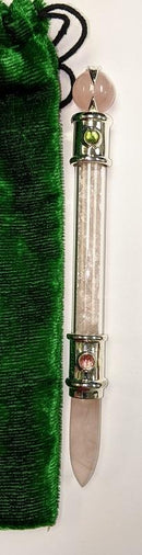 Wand, Rose Qtz w-Velvet Bag