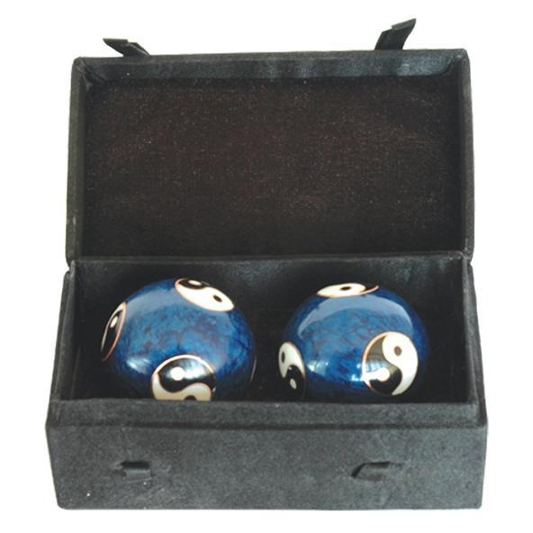 Balls, Chinese Health Yin-Yang Cloisonne 1.5in. diameter (pair) w/silk box - ForHeavenSake