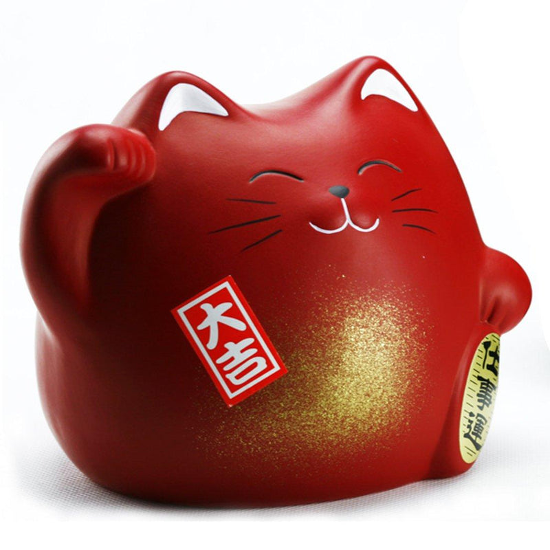 Bank, Red Cat 6.8" x 5" Ceramic - ForHeavenSake