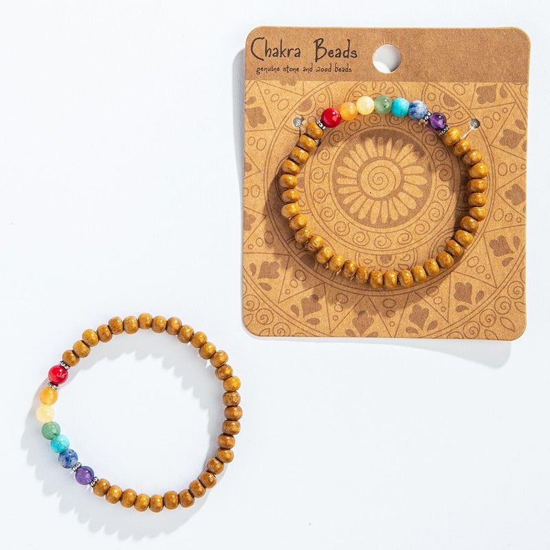 Bracelet, Chakra Stone/Wood 8mm beads - ForHeavenSake