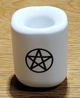 Candle Holder, Porcelain w/Pentacle Small