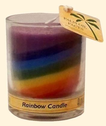 Candle Votive, Glass Chakra Rainbow Unscented - ForHeavenSake
